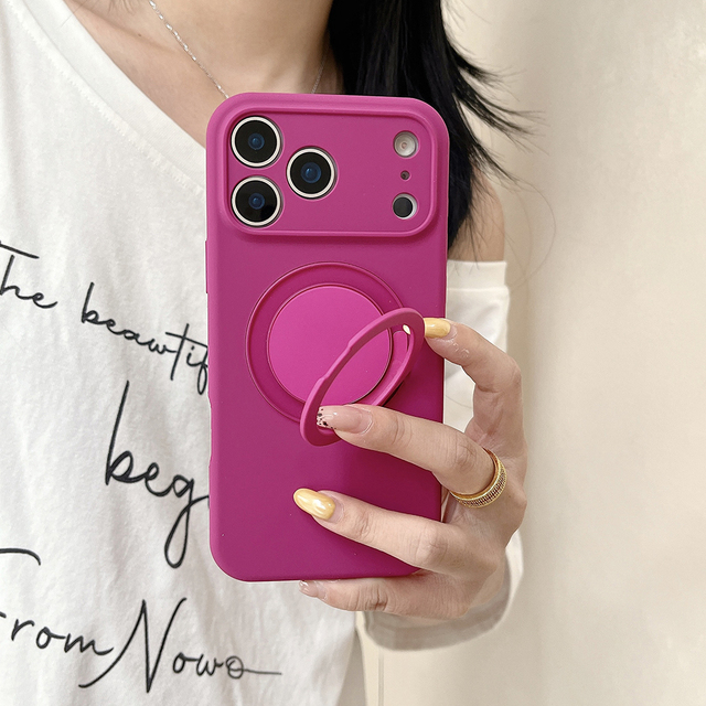 Silicone Round Bracket Phone Holder Liquid Ring Rotating Magnetic Holder Cover  Phone case for iPhone 12 13 16 17 Pro Max