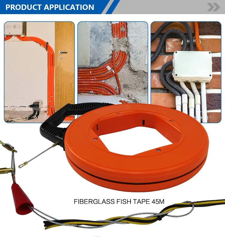 Wire Puller length 30M fiberglass cable puller with plastic cover with five components fish tape with 5 accessories