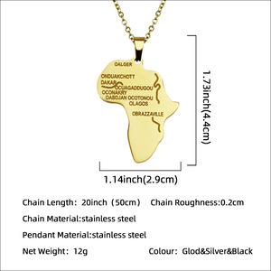 Collar con colgante de mapa de África en acero inoxidable <span class=keywords><strong>Tuku</strong></span> - Product Image 2