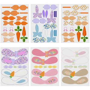 Decorazione in PVC Impermeabile Effetto Litchi da 1mm con Stampa Coniglio Pasquale, Uovo e Carota per Abbigliamento, Fiocchi, Divani, Borse, Feste e Festival - Product Image 1