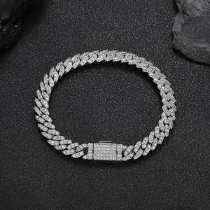Collane a catena cubana con diamanti Moissanite VVS Iced Out a due file, da 6mm-15mm, in <span class=keywords><strong>argento</strong></span> <span class=keywords><strong>925</strong></span>, testate al diamante, stile Hip Hop - Le più vendute - Product Image 2