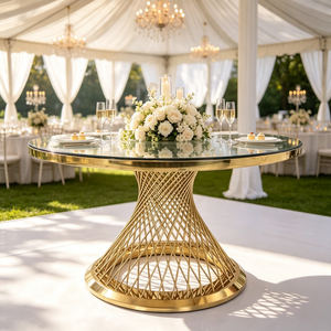 Hot Sale Rectangle Stainless Steel Wedding Centerpieces Hall Furniture Dining <b>Table</b> for Export in China - Product Image 1