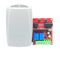 Récepteur en plastique 433,92 MHz, interrupteur 12V-24V, télécommande de porte de garage, 2 canaux, code d'apprentissage, 4 boutons, indicateur LED, portée 100 m