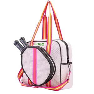 Custom Neoprene Sport Racket Bag Front Pocket 2 Paddles Tennis Carry Shoulder Crossbody Sling Messenger Bags Pickleball Tote Bag