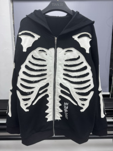 <span class=keywords><strong>Felpa</strong></span> Personalizzata di Alta Qualità con Ricamo 400GSM, <span class=keywords><strong>Felpa</strong></span> con Cappuccio Oversize con Ricamo Teschio per Uomo - Product Image 2