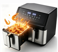 Freidora de Aire de Doble Cesta 4.5L+4.5L, Horno de 2000W con Pantalla Táctil Digital, 8 Ajustes Preestablecidos, Deshidratador, Cubierta de Acero Inoxidable, Clase A de Ahorro Energético