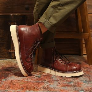 Nouvelle couche supérieure de chaussures en cuir de vachette pur vêtements de travail en cuir de vachette style coque supérieure semelle épaisse bottes en cuir véritable bottes pour hommes haut de gamme - Product Image 5