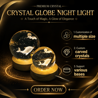 Lampe de nuit en forme de méduse, boule de cristal, gravure laser 3D, lampe de bureau USB, cadeau