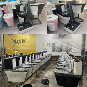 <span class=keywords><strong>WC</strong></span> monobloc en céramique noire avec <span class=keywords><strong>bouton</strong></span> carré pour salle de bain, vente en gros de sanitaires colorés - Product Image 5