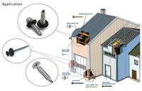 Vis autoperceuses hexagonales galvanisées en acier avec rondelles en caoutchouc EPDM, classe 4.8 et 6.8, fourniture directe usine