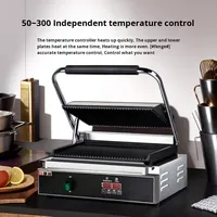 Grill électrique professionnel double face pour panini, machine à sandwich en acier inoxydable avec plaques côtelées pour restauration rapide
