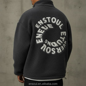 ODM مصنع مخصص خمر جودة عالية من الصوفية الوزن الثقيل الشتاء في الهواء الطلق رسالة الشنيل التطريز رجل سحاب حتى سترة شيربا - Product Image 2