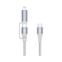 Câble USB C 2 en 1 CableCreation 6FT 60W 3A à charge rapide, cordon de données tressé en nylon pour appareils Type C et 8 broches