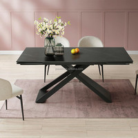 Fabricant chinois de table à manger extensible en céramique noire, ensemble de salle à manger classique avec 6 chaises, plateau moderne en pierre frittée