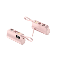 5000mAh 3 en 1 Mini Powerbank avec support de support LED affichage de la batterie Portable Powerbank pour iPhone Charge câble de type C intégré