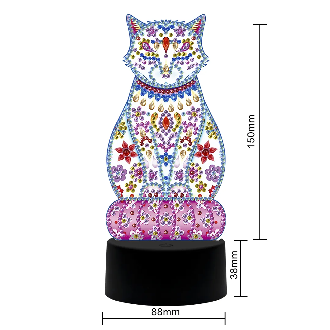 Statige Kattenvorm Enkelzijdige Lamp Diy Handwerk Diamond Painting Dp Lamp Zeven Kleuren Led Licht Home Decor