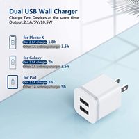 Adaptateur de chargeur de haute qualité, prise américaine, adaptateur de chargeur USB, 2.1A 5V, double port USB, chargeur super rapide, adaptateur d'alimentation USB pour téléphone