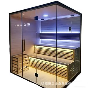 ห้องซาวน่าไอน้ำกราฟีนสำหรับใช้ในบ้าน พร้อมหินภูเขาไฟให้ความร้อน 6000 วัตต์ ไม้เฮมล็อค บลูทูธ สมาร์ท สำหรับโรงแรมและครอบครัว - Product Image 3