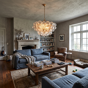 RHOEM <strong>Glass</strong> Marble Crystal Chandelier <strong>Ceiling</strong> <strong>Light</strong> <strong>for</strong> Living Room Staircase Chandelier Luxury Crystal Round Chandelier Custom - Product Image 6