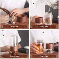 Gobelet à thé en verre transparent à double paroi durable à haute teneur en borosilicate avec couvercle infuseur tasses pour père patron noël
