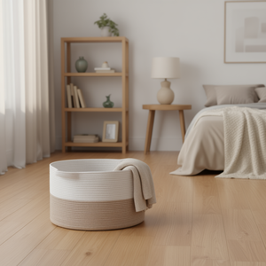 Cesta de Almacenamiento de Cuerda de Algodón de 87L, Cesta Redonda Tejida de 22 x 22 x 14 Pulgadas, Estilo Minimalista Hecho a Mano - Product Image 2