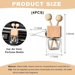 Diffusore di Profumo per Auto in Bottiglia di Vetro 8ml, Deodorante per Auto Ricaricabile con Clip per Bocchetta di Ventilazione - Product Image 2