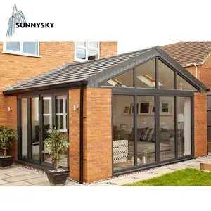 XIYATECH Lowe glass house luxury lega di alluminio frame solarium retrattile tetto curvo verande per tutte le stagioni in vendita