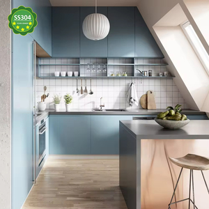 Buffet de <span class=keywords><strong>cuisine</strong></span> personnalisé en acier inoxydable, résistant à l'humidité et aux chocs, écologique, pour appartement - Product Image 2