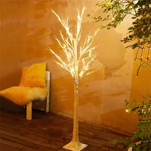 Artifical Bonsai White Birch Tree with Warm White LED Lights for Holiday Wedding Party Festival Home Decor