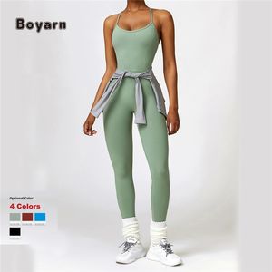Boyarn Sexy espalda descubierta ecológico transpirable que absorbe el sudor Fitness overoles correa de espagueti gimnasio Yoga monos de alta elasticidad - Product Image 2