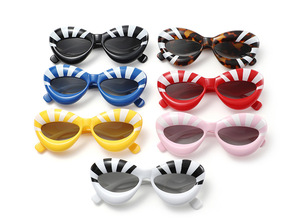 Lunettes De soleil De luxe Hip Hop, yeux De chat rayées, zèbre, gonflables, mignonnes, couleur bonbon, tendance, 2023 - Product Image 3