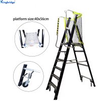 Plateforme mobile Kingbridge en PRV avec 6 marches, échelle pliante à 4 roues, plateforme en PRV, marches en aluminium