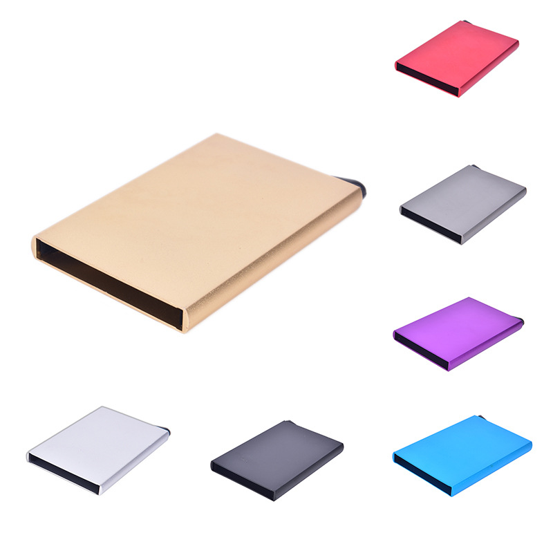 Free Custom Logo Stylish Aluminium Metal Safe Credit Card Holder Wallet