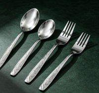 Ensemble de Couverts en Acier Inoxydable 410 Écologique de Luxe avec Poignées Gaufrées Durables pour Hôtels, Mariages et Restaurants (Vente en Gros)