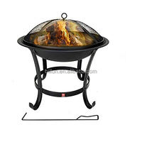 Brasero d'extérieur en métal pour bois avec grille de barbecue, écran anti-étincelles et pioche pour patio, jardin et camping