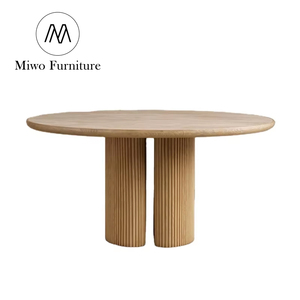 Set di Tavolo da Pranzo Rotondo in Legno di Lusso Moderno con Sedie, Piano in <span class=keywords><strong>Marmo</strong></span> <span class=keywords><strong>Bianco</strong></span> Naturale per Soggiorno e <span class=keywords><strong>Cucina</strong></span>, 4-6 Posti - Product Image 6