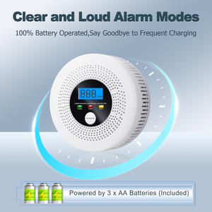 Detektor Alarm Pribadi Portabel Karbon Monoksida dan <span class=keywords><strong>Gas</strong></span> Alam dengan Sensitivitas Tinggi, Baterai 3AA, Alarm 85 DB - Product Image 2