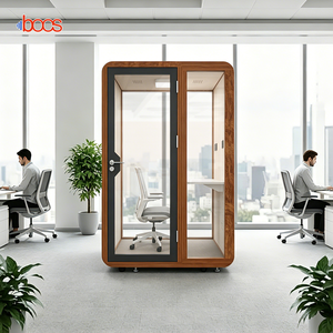 Cabine de bureau acoustique insonorisée moderne, portable et mobile, pour une personne, poste de travail individuel, modulaire, pour réunions - Product Image 1
