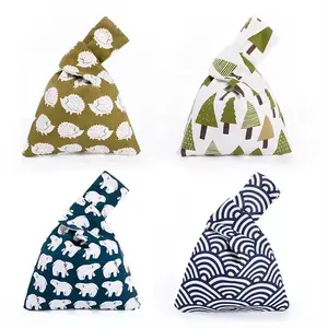 Экологичная дизайнерская хлопковая Холщовая Сумка, маленькая треугольная простая перерабатываемая сумка на запястье с узлом, рекламные подарки