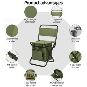 便携式三合一户外折叠椅，带储物袋靠背绝缘，适用于花园海滩露营和钓鱼 - Product Image 5