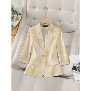 Pink Three Quarter Sleeve Blazer Jacket Women Professional Casual Breathable Spring Summer Autumn Tops Commute - Product Image 4