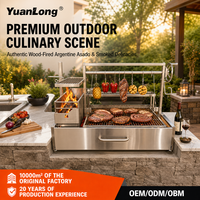 Barbecue Santa Maria en acier inoxydable de style argentin, barbecue commercial à charbon de bois pour jardin, patio et cuisson en extérieur