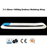 7:1 50mm 1500kg Beyaz Polyester Sonsuz Askı Kaldırma Kayışı Tek Yönlü Askı Kayışı TUV GS CE, ISO9001 Sertifikalı