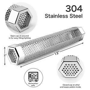 <span class=keywords><strong>Tubo</strong></span> de ahumador de pellets de barbacoa <span class=keywords><strong>perforado</strong></span> con mallas de filtro de <span class=keywords><strong>acero</strong></span> <span class=keywords><strong>inoxidable</strong></span> 304 para fumar en caliente o en frío - Product Image 4