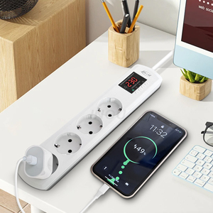 Safeguard Home Devices JIUJI Adjustable Voltage Current Protector EU Type F <strong>Plug</strong> <strong>Socket</strong> Workshop 220V Power <strong>Extension</strong> - Product Image 2
