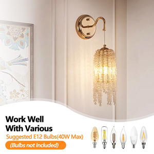 En stock aux États-Unis, livraison gratuite : Lot de 2 appliques murales élégantes dorées à pampilles et cristaux, 16,5 pouces, pour entrée, chambre et salon - Product Image 4
