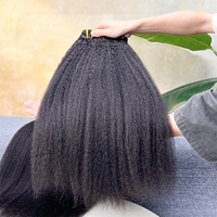 Extensions de cheveux humains lisses et crépus en gros, lots de cheveux naturels noirs 12A, tissage de cheveux lisses Yaki, extensions de cheveux humains