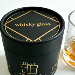 Caja de Embalaje de Cilindro de Cartón, Embalaje de Cilindro de Papel Redondo Ecológico para Vasos de Whisky, Caja de Regalo Negra de Lujo - Product Image 2