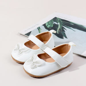 Sepatu jahit kupu-kupu desain PU Solid bayi baru lahir, sepatu bayi Prewalker untuk anak perempuan - Product Image 5