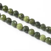 Batu Permata Alami Helai Ragam Bulat Hijau Nephrite Jade Beads untuk Perhiasan Membuat
